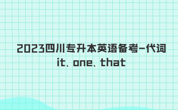 2023四川專升本英語備考-代詞it、one、that