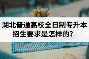 湖北普通高校全日制專升本招生要求是怎樣的？