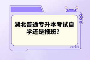 湖北普通專(zhuān)升本考試自學(xué)還是報(bào)班？