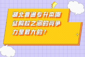 湖北普通專升本哪些院校之間的競爭力是最大的？