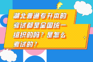 湖北普通專升本的考試都是全國統(tǒng)一組織的嗎？是怎么考試的？